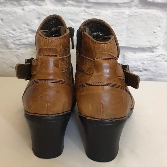 Josef Seibel 10-10.5 (41) Leather Ankle Boots Women’s Camel Color Chunky Heels - Picture 6 of 15